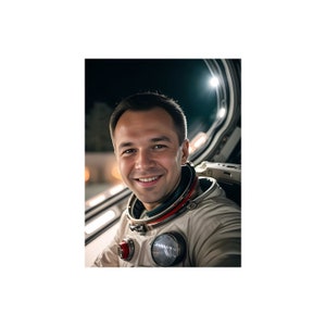 Yuri Gagarin Selfie Photo Modern Portrait Reconstruction Poster Art Print