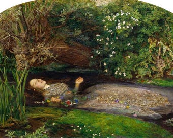 John Everett Millais Ophelia 1851 Woman Pond Flowers Painting Poster Art Print