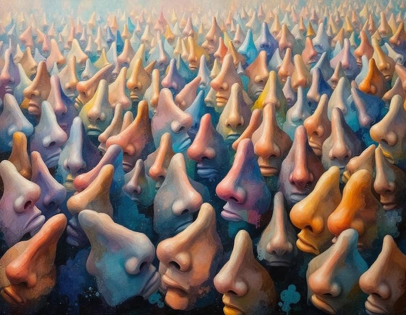 A Sea of Colorful Noses of Different Sizes and Shapes Surreal Poster ...