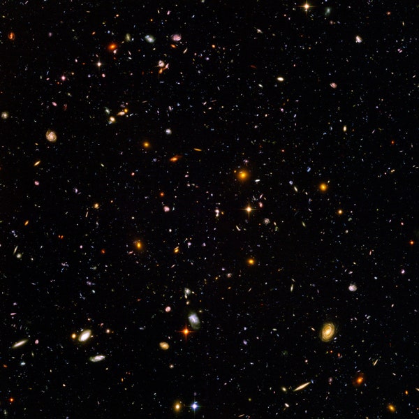 Foto del telescopio spaziale Hubble Ultra Deep Field, immagine di stelle, poster artistico