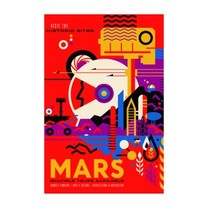 Visions of the Future - Mars Colony - Retro Future Space Travel Tourism Exploration Poster