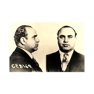 Al Capone Mugshot Portrait 1920s Gangsters Art Photo Poster Print Sepia