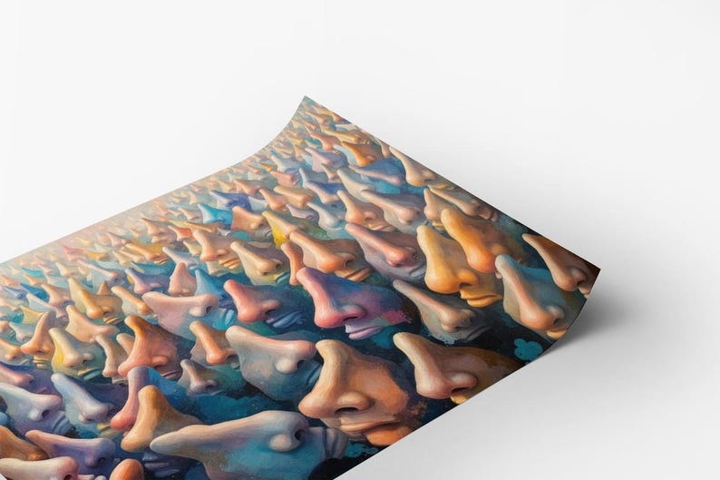 A Sea of Colorful Noses of Different Sizes and Shapes Surreal Poster ...