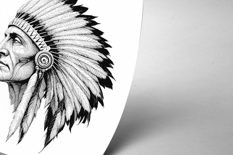 Head Ress Pattern Native American Indian Chief Headdress Test Pattern Profile Portrait ...