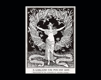 Walter Crane A Garland for May Day Mayday 1895 Woodcut 18 x 24 Poster Print