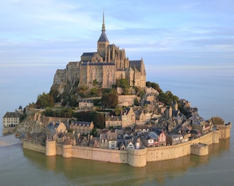 Mont-Saint-Michel Tidal Island Commune Cityscape Photo Poster Print