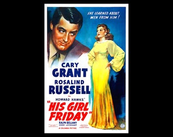Sein Mädchen Freitag 1940 Cary Grant Rosalind Russel Film Plakat