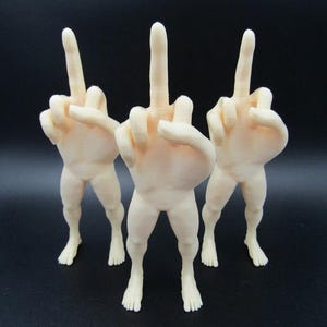 Middle Finger Figure with Legs Person Character 3D Printed Sculpture - Pick Color