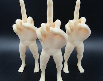 Middle Finger Figure with Legs Person Character 3D Printed Sculpture - Pick Color