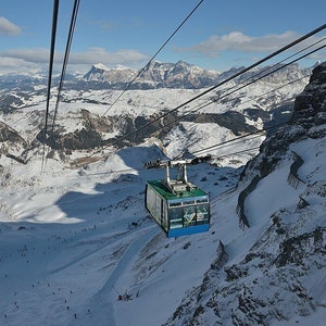 Cable Car Gondola Snow Snowy Mountain Mountains Italy Photo Poster Art Print