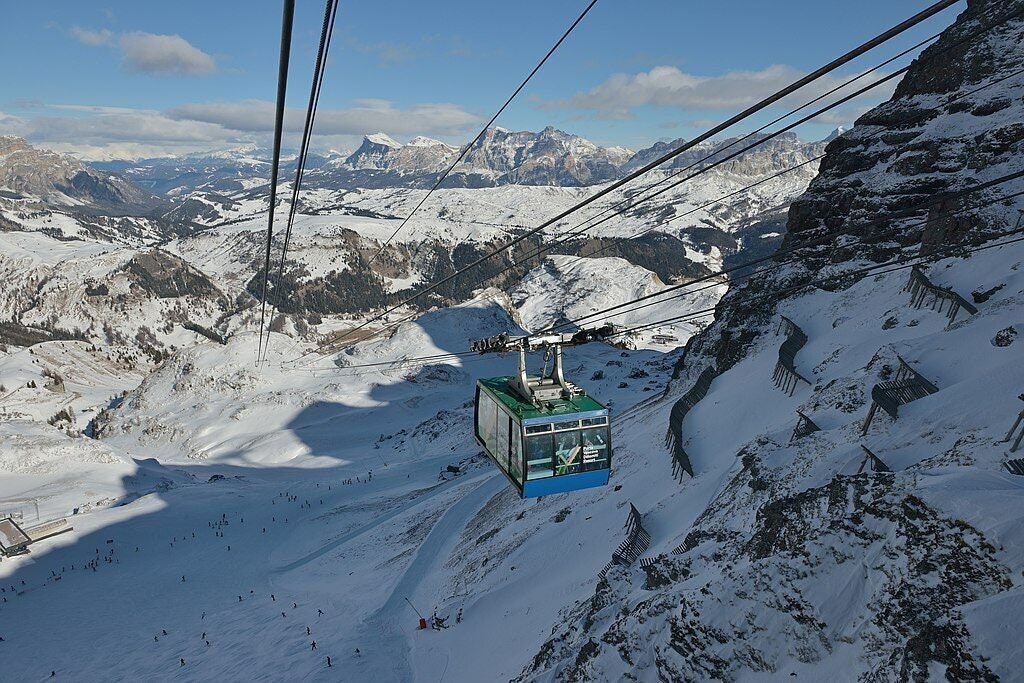 Cable Car Gondola Snow Snowy Mountain Mountains Italy Photo Poster Art Print