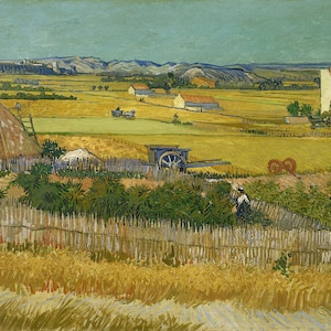 Vincent van Gogh The Harvest Farm Field Countryside Landscape Painting Art Print