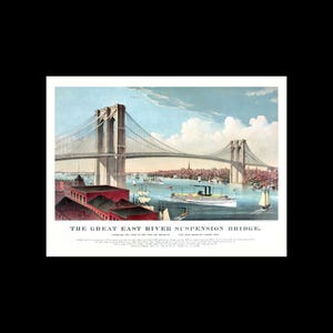 Brooklyn Bridge Currier and Ives East River NY Photo Poster Art Print