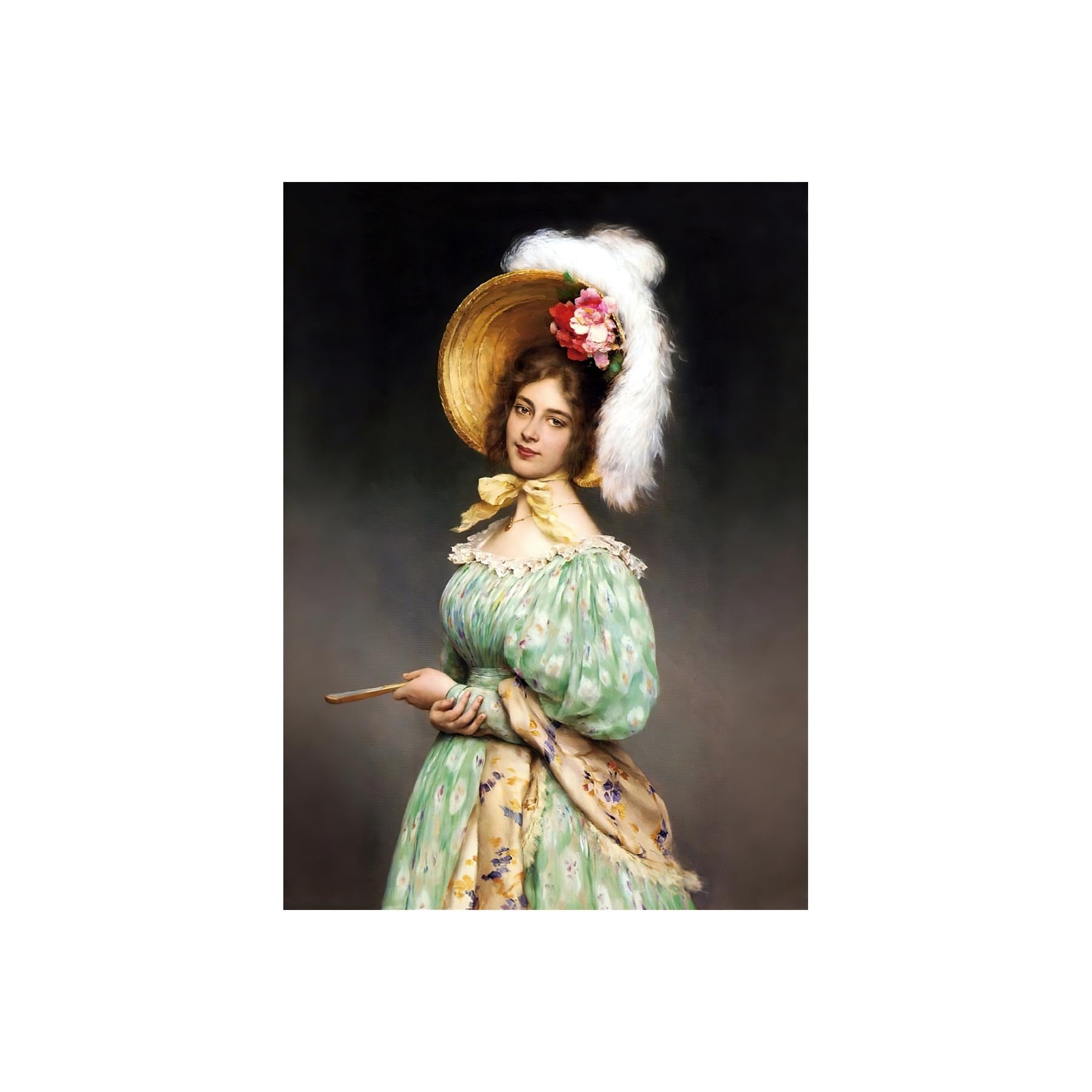 ミュゼット 1900年 ウジェーヌ・ド・ブラース 女性 帽子 扇子 緑の