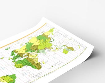 Póster con mapa de las zonas horarias estándar políticas y administrativas del mundo.