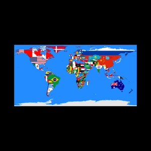 Erde Flagge Karte der Welt Politische Wandkarte Mercator Flaggen Pick Groß, Klein