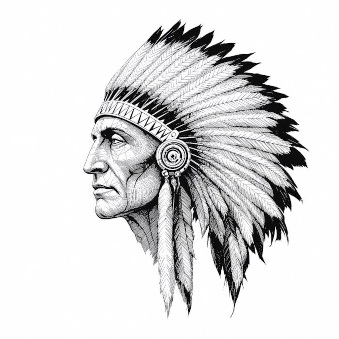 Head Ress Pattern Native American Indian Chief Headdress Test Pattern Profile Portrait ...