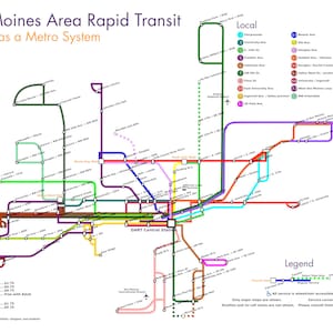 Autobus rapide de la région de Des Moines comme système de métro Carte Transit Iowa