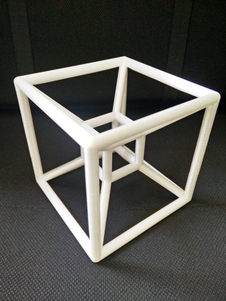 Tesseract Hypercube 3D Printed 4th Dimension Physics Geometry Sculpture ...
