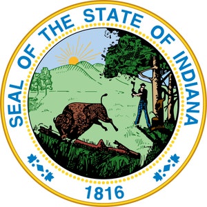 Seal of the State of Indiana United States Seals Poster Art Print 24 x 24 in