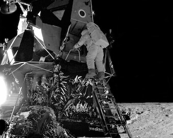 Apollo 12 Alan Bean Lunar Module Intrepid Moon Photo Poster Art Print B+W