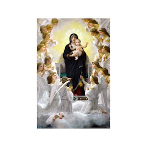 The Virgin with Angels La Vierge aux anges Bouguereau Mary Painting Poster Art Print