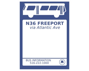 Réplica de señal de parada de autobús MSBA New York Freeport Long Island Atlantic Ave Póster