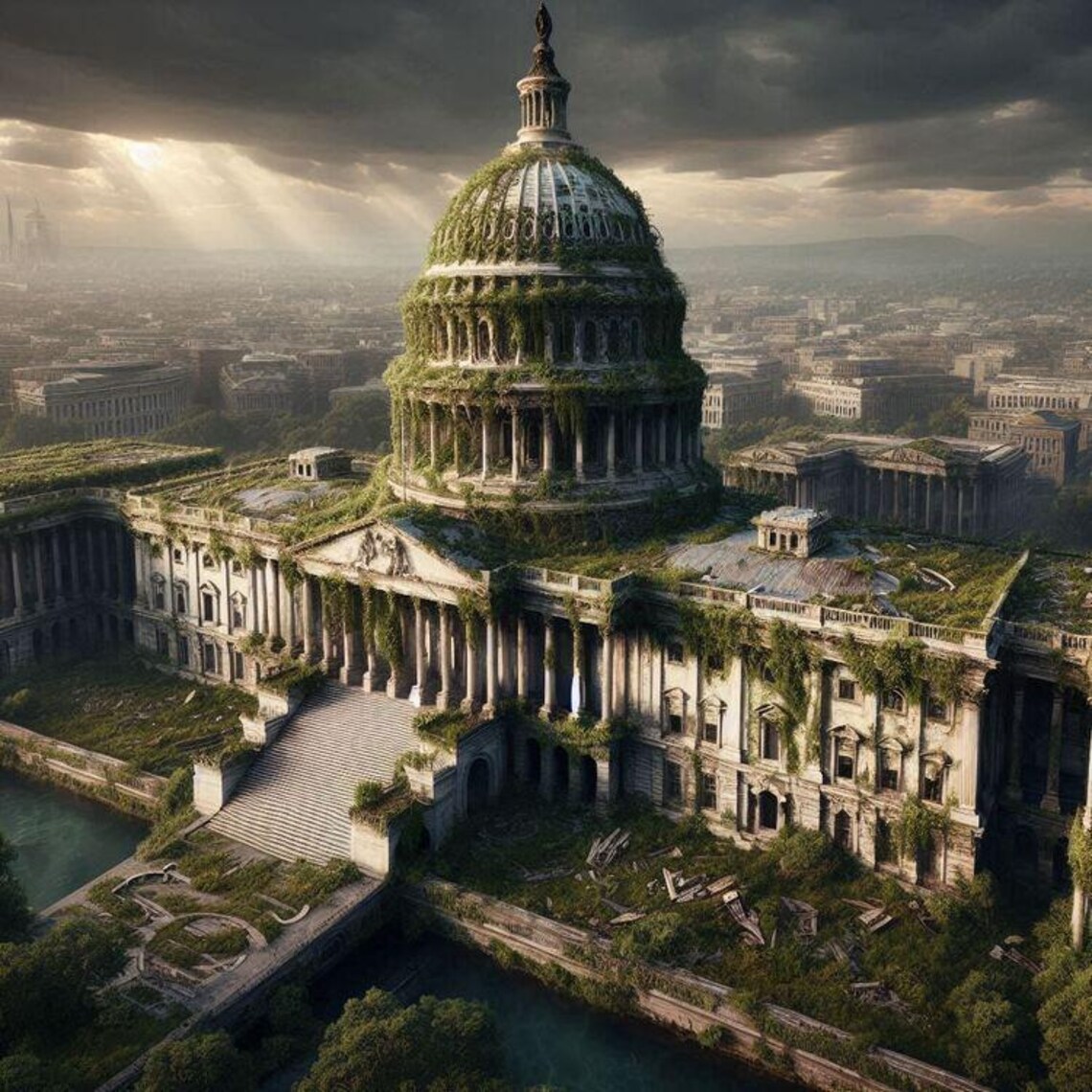 Post Apocalyptic American City Washington DC US Capitol Overgrown ...