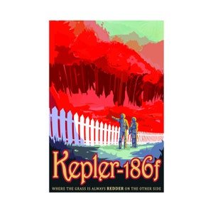 Visions of the Future - Kepler 186f - Retro Future Space Travel Tourism Exploration Poster