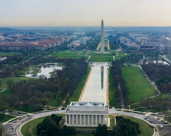National Mall Washington DC Monument Lincoln Memorial Pool Poster Art Print
