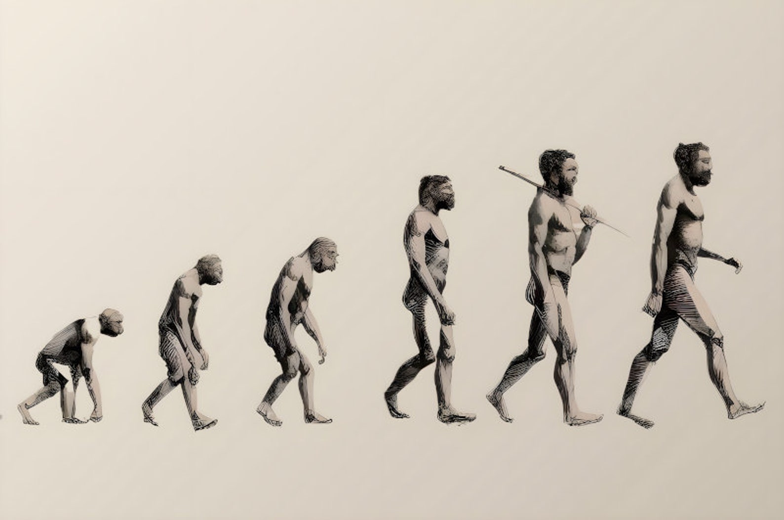 Progress Advancement of Human Evolution Stages Man Biology Drawing ...