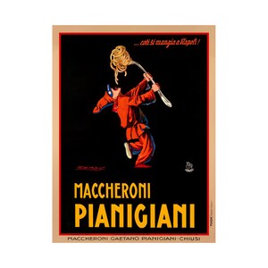 Clown Essen Spaghetti Gabel Pasta Maccheroni Pianigiani Anzeige Werbeplakat