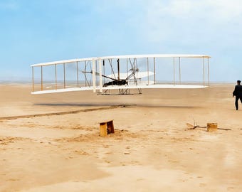 ライト兄弟の初飛行のプリント：1903年キティホーク航空写真 - Etsy 日本