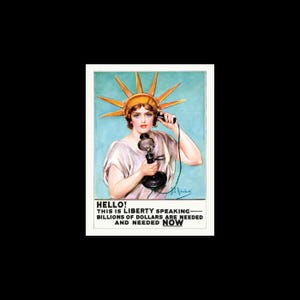 Fight or Buy Bonds Liberty Loan Woman American Flag WWI Propaganda Poster Print