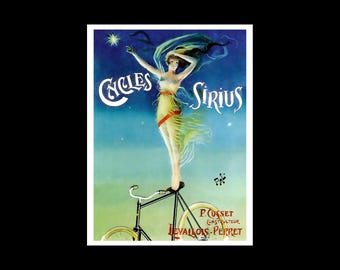 Cycles Sirius Bike Bicycle Woman Star French Ad Advertising Poster Art Print