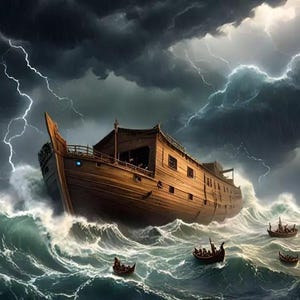 Noah’s Ark during the Flood Historical Reconstruction Poster Art Print 18 x 24 B