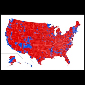 Carte électorale des comtés des États-Unis, élection présidentielle de 2024, impression d'affiche de Trump Harris