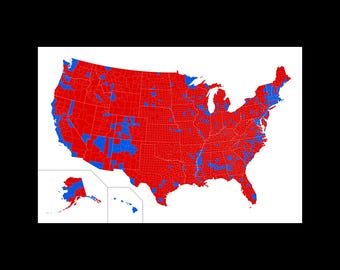 U.S. County Electoral Map 2024 Presidential Election Trump Harris Poster Print