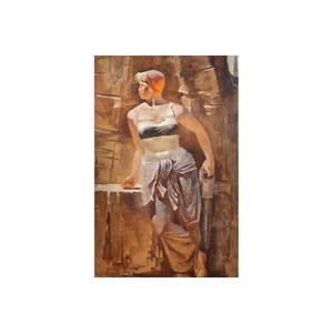 Póster de la obra "Trabajadores del metro, 1933, Samochvalov, constructores de trenes del metro, mujer, pintura, impresión artística"