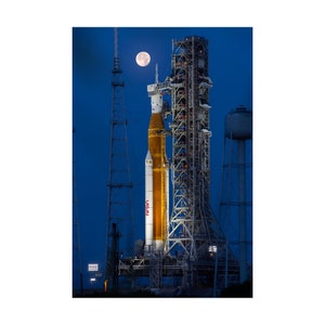 Artemis I Space Launch System SLS Rocket Launch Pad Moon Poster