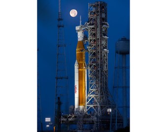 Artemis I Space Launch System SLS Rocket Launch Pad Moon Poster