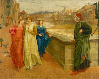 Henry Holiday Dante and Beatrice 1882 1884 Painting Poster Art Print