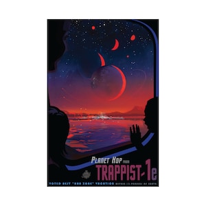 Visions of the Future - Trappist 1e - Retro Future Space Travel Tourism Exploration Poster
