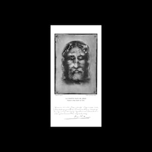 Santo Sudário de Turim Rosto de Jesus Cristo Retrato Desenho Arte Impressão 12 x 24 pol P+B