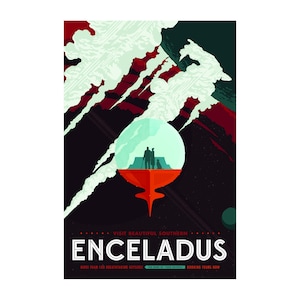 Visions of the Future - Enceladus - Retro Future Space Travel Tourism Exploration Poster