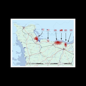 Map of the D-Day Landings World War 2 Invasion Diagram France 1944 24 x 15 in