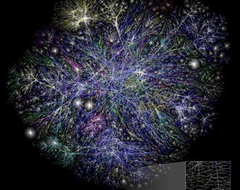 Internet Map Network Map Diagram Chart Computers Node Poster Cart Print 24 x 24"