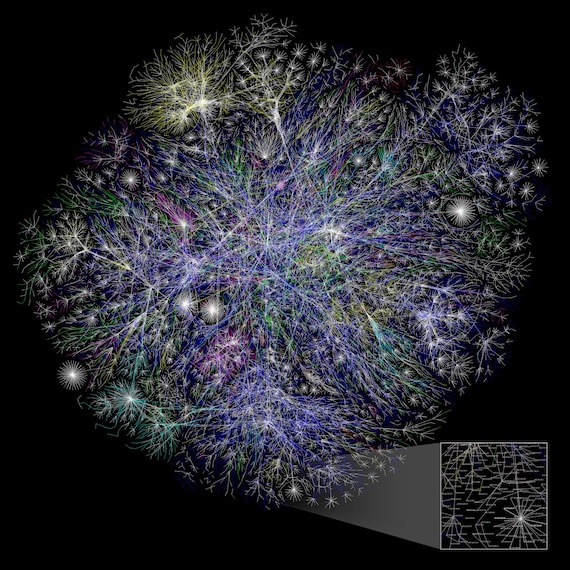 Internet Map Network Map Diagram Chart Computers Node Poster Cart Print 24 x 24"