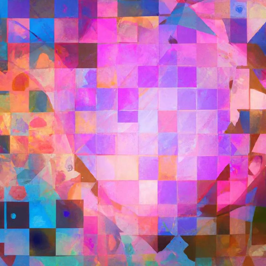 Colorful Abstract Geometric Design Grid Squares Lines Painting Poster ...
