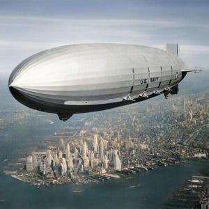 USS Macon Navy Airship Dirigible over Manhattan New York City Photo Art Print Colorized